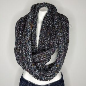 Muddy River handmade grey purple large chunky infinity scarf OS